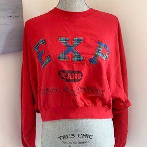 Vintage 1990s  100% cotton Express crew neck cropped red sweater